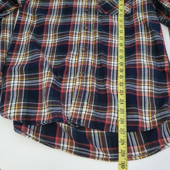 Boston Traders Flannel Shirt Women's Large Blue/Red/Yellow Plaid Button Down Top - Picture 7 of 7